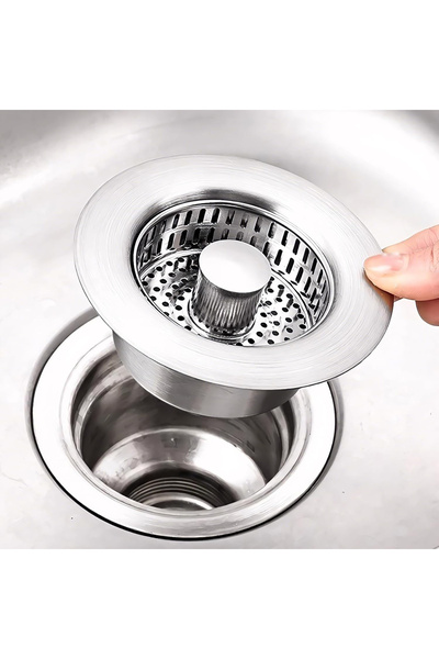 OEM Scurgere chiuvetă 3 în 1, filtru, dop, izolator mirosuri, tip pop-up, 11x6,3 cm