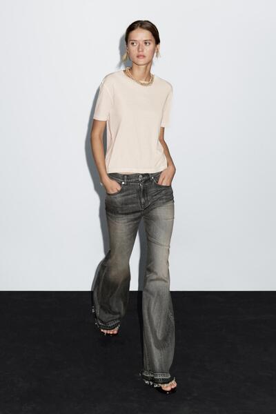 Massimo Dutti Soluk efektli %100 pamuklu t-shirt