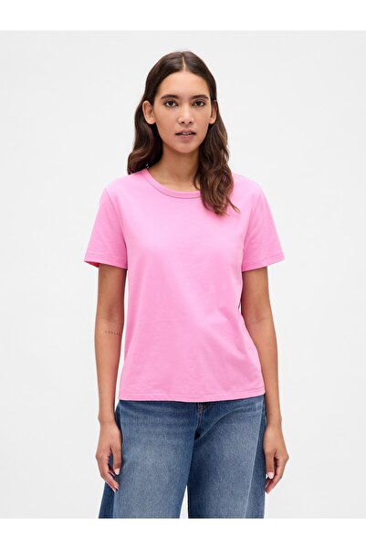 GAP Kadın Pembe %100 Organik Pamuk VintageSoft T-Shirt