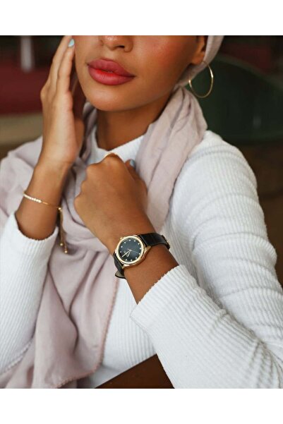 Arkaan Women's black leather watch