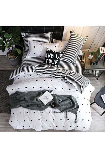 COOYA 4 Piece Gorgeous Floral Duvet Cover Set, Cotton, Soft,Comfortble,Durable