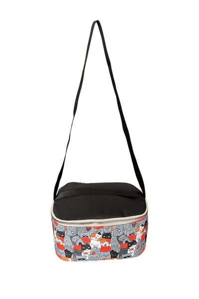 Moserini Cute Cat Pattern Lunch Box with Thermos Waterproof Thermal, Hot Cold Food Carry Bag
