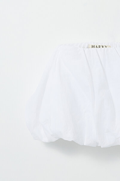 Marvy Ecru Cotton Mini Balloon Skirt