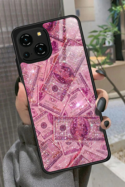 Reeder S23 Pro Max Uyumlu Pembe Para Tasarımlı Glossy Premium Kılıf