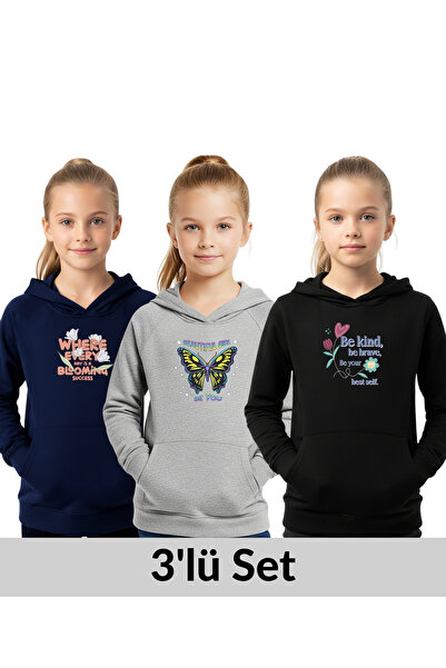 panios kids PULLOVER FETE CU CAPAC 3 BUCĂ TIGĂRI CANGUR DETALII DE IMPRIMARE