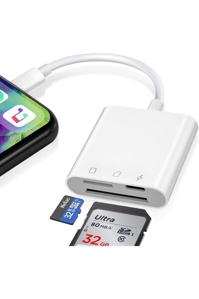 Generic Delieu SD Card Reader for iPhone, SD & Micro SD Dual Slots Memory Card Reader for iPad, Digital Came