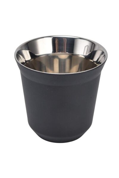 Coffee 304 Stainless Steel Mini Mug, Double Wall Insulated, 80ml, Black