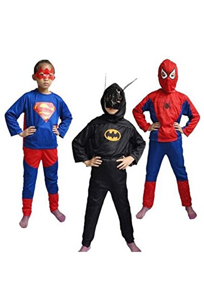 Fancydresswale طقم أزياء سبايدرمان وسوبرمان مع باتمان، من 6 إلى 8 سنوات