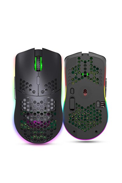 valkyrie Kablosuz Petek Tasarım Şarjlı Gaming Mouse – RGB Aydınlatmalı 3200 DPI Ultra Hafif Siyah