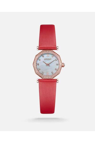 Arkaan Emzuri Women's Watch with Red Leather Strap | EOL002F100