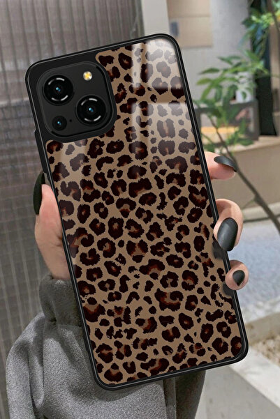 Reeder S23 Pro Max Uyumlu Kahverengi Leopar Tasarımlı Glossy Premium Kılıf