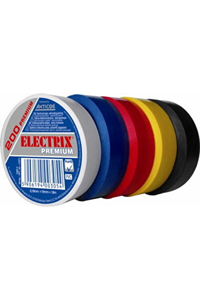 shumee Bandă izolatoare electrică din PVC 0,18 mm x 19 mm x 18 m, culoare cur...