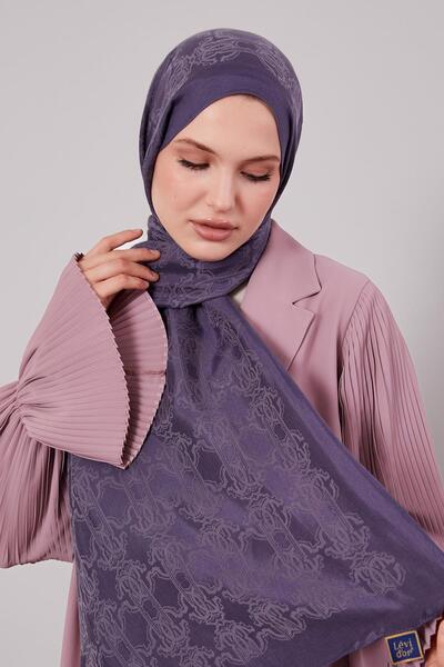 Levidor Denim Blue Tuğra Pattern Grazia Shawl