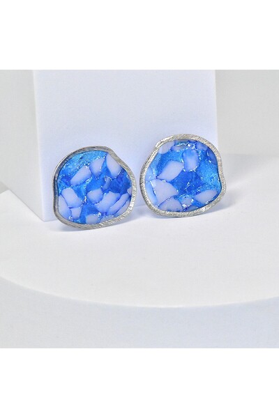 NARRU Handmade earrings, blue, translucent, silver, Arya 05