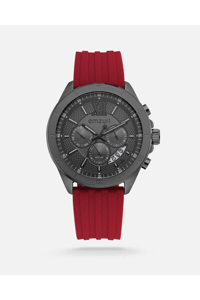 Arkaan Emzuri Men's Watch with Red Rubber Strap | EAR002M741740
