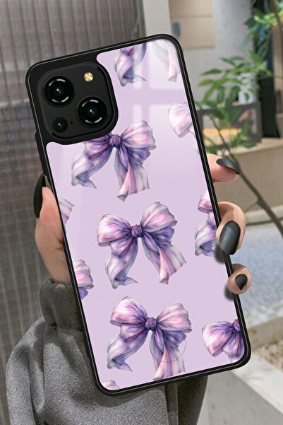 Reeder S23 Pro Max Uyumlu Mor Kurdele Tasarımlı Glossy Premium Kılıf