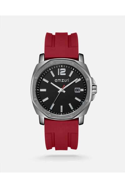 Arkaan Emzuri Men's Watch with Red Rubber Strap | EAR003M17