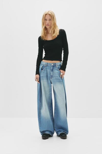 Pull & Bear Fitilli bisiklet yaka tişört