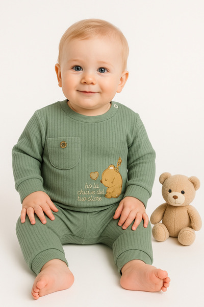 İZYALİF BABY Baby Boy 2-Piece Bottom-Top Set Waffle Fabric Cotton Organic 6-9-12 Months
