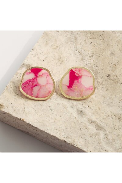 NARRU Handmade earrings, pink, translucent and gold, Arya 49