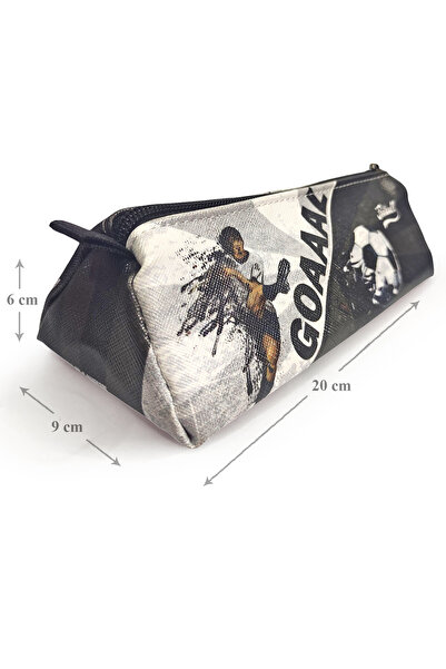 Limmy Pencil Case Black White Football Triangle Pencil Case Jumbo Vegan Leather Pen Holder