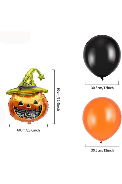 Ancuioyz Halloween party set, latex/foil, black/orange, 100 pieces
