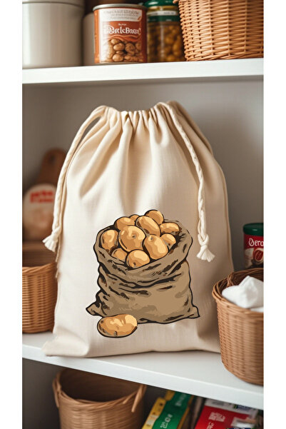 APRENDİ Ham Bez Mutfak Saklama Torbası– Doğal Bez Çuval Soğan, Patates, Sarımsak Saklama Kesesi