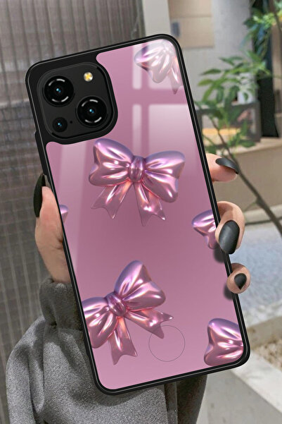 Reeder S23 Pro Max Uyumlu Pembe Kurdele Tasarımlı Glossy Premium Kılıf