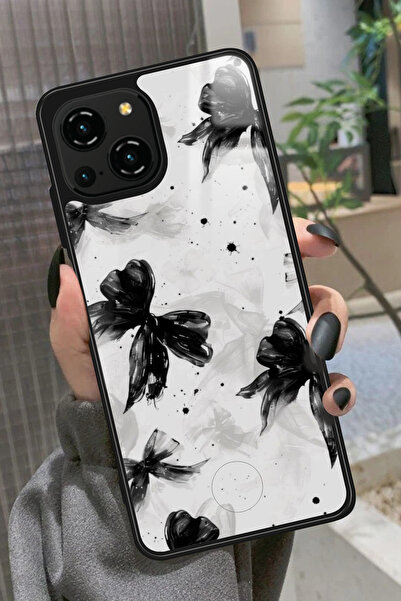 Reeder S23 Pro Max Uyumlu Siyah Kurdele Tasarımlı Glossy Premium Kılıf