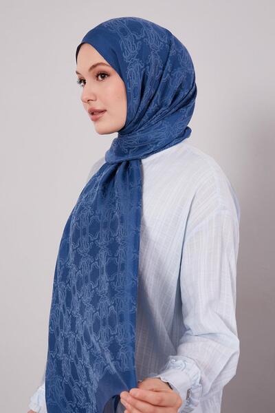 Levidor Indigo Tuğra Pattern Grazia Shawl