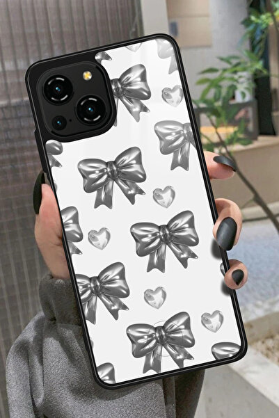 Reeder S23 Pro Max Uyumlu Gri Kurdele Tasarımlı Glossy Premium Kılıf