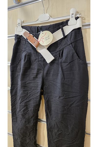 Park Moda Italian Trousers with Belt Plain Pattern