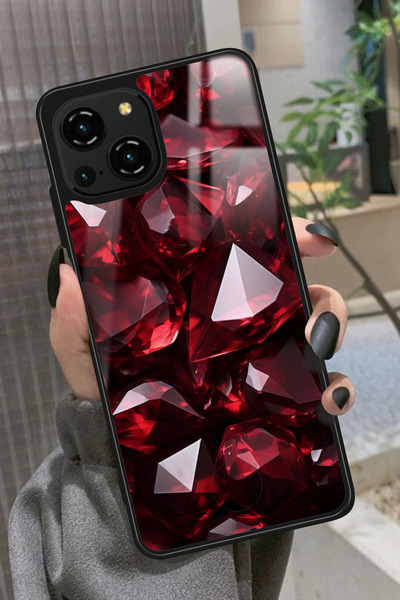 Reeder S23 Pro Max Uyumlu Bordo Taş Tasarımlı Glossy Premium Kılıf