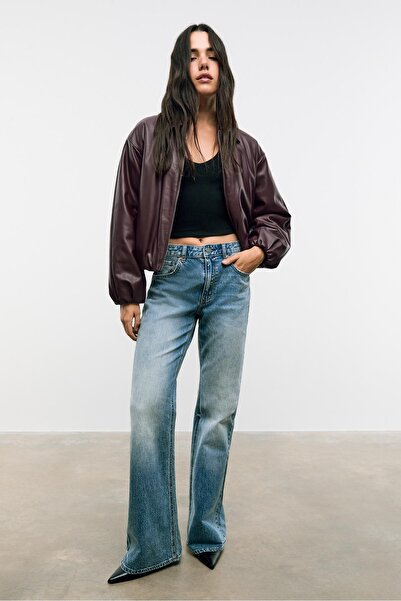 Stradivarius Faux leather quilted bomber jacket