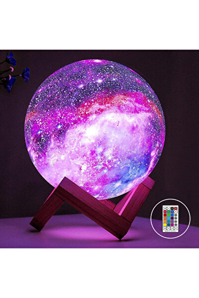 Elindor Lumină de noapte LED, model Lună și Galaxie, încărcare USB, 16 culori...