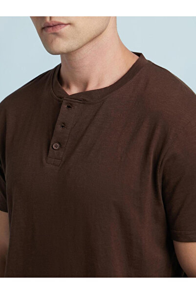 Dennis Lingo By Styli Buttoned Round Neck Pure Cotton T-Shirt