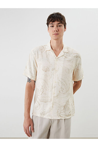 LC Waikiki Comfortable Fit Cuban Roba Collar Short Sleeve Embroidered Men's S...