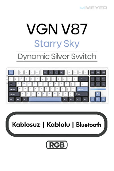 Meyer Gaming VGN V87 RGB Gaming Kablosuz Mekanik Klavye Gasket (2.4GHz Kablos...
