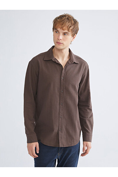 LC Waikiki Selecții strălucitoare de la Shining Store |   Cămașă pentru bărbați cu mânecă lungă, cu aspect de in, cu o formă normală