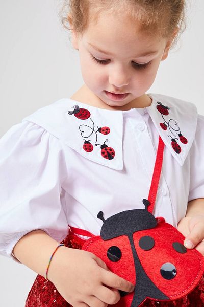 Pinkitokids Ladybug Embroidered Skirt Suit (Bag Gift)