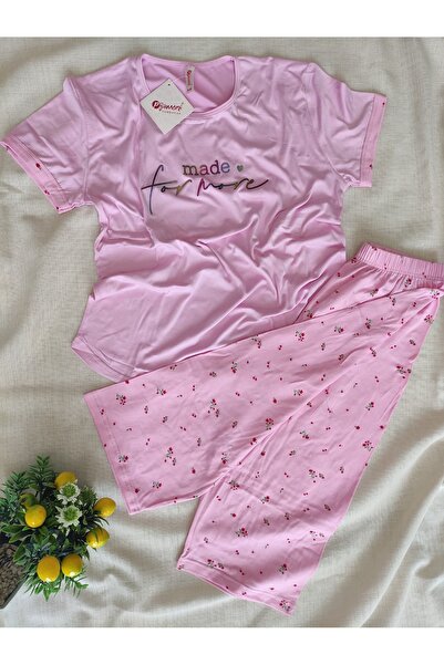 Pijamoni Milan Kumaş Kısa Kollu Kapri Pijama Takımı S/M - L - XL - XXL