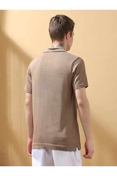 Dennis Lingo By Styli Men Brown Relaxed Fit Flat Knit Polo