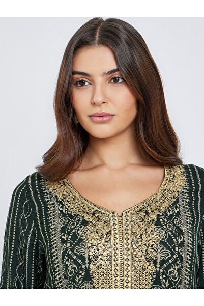 Maxim Creation By Styli Gold Thread Embroidery Jalabiya with All Over Print