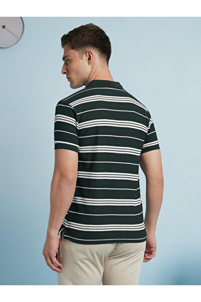Dennis Lingo By Styli Men Dark Green Regular Fit Striped Polo