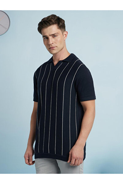 Dennis Lingo By Styli Men Striped Flat Knit Polo