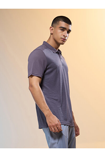 Technosport By Styli Men Purple Slim Fit Melange Polo