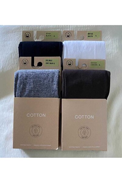 DÜVEN Colorful 4-Piece Cotton Women's Pantyhose Cotton & Matte 60 Den Pantyhose (Natural Yarn)