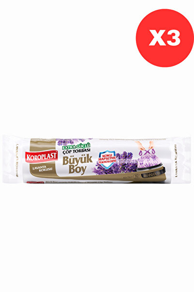Koroplast Ekstra Güçlü Koku Hapseden Lavanta Kokulu, Büzgülü Büyük Boy Çöp To...
