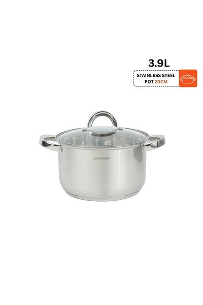 rexa Stainless Steel Saucepan with Glass Lid 20 cm - 3.9 L - 2SS1-A33-005