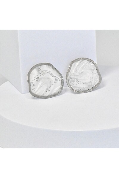 NARRU Handmade earrings, white, translucent, silver Arya 34